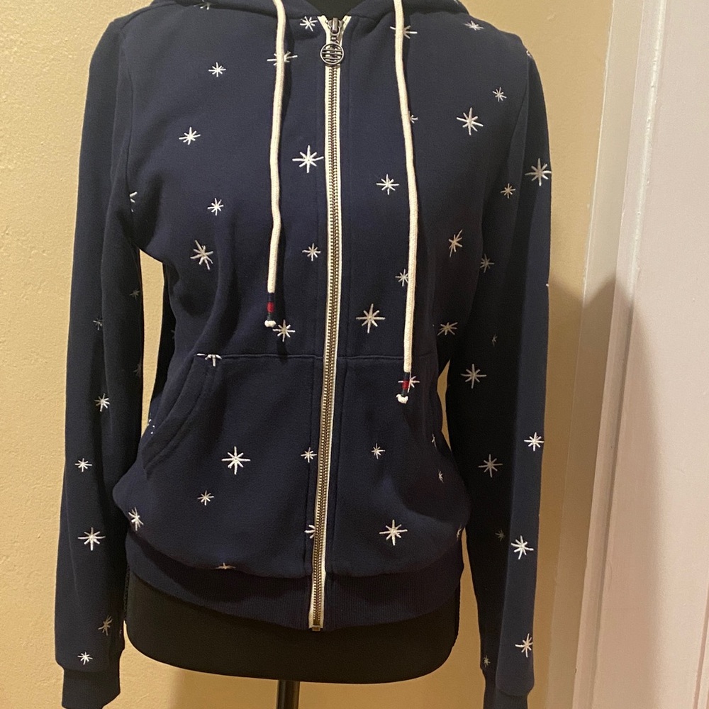 Navy Blue Star Print Women's Hoodie